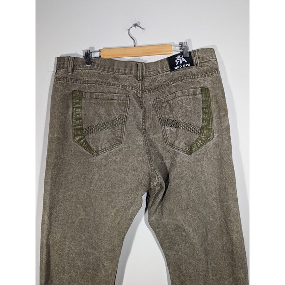 Red Ape Jean Men Sz 42 Olive Green Denim Straight Leg - Picture 4 of 8